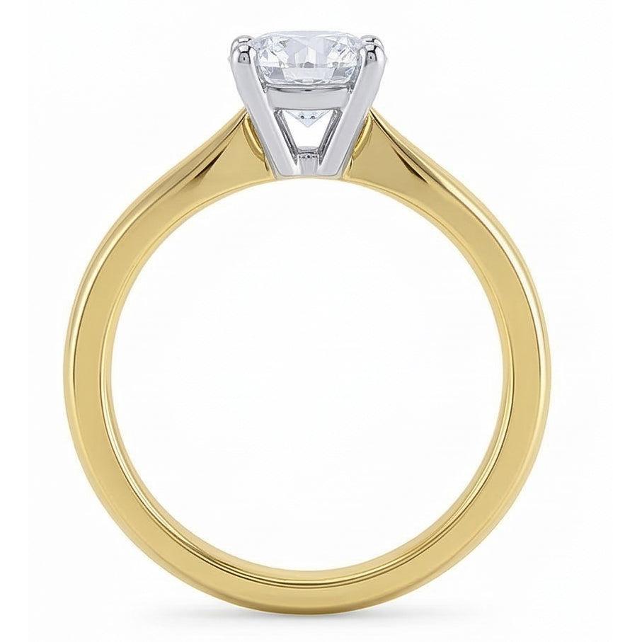 Solitaire 1.25 Carat Natural Earth Mined Diamond Engagement Ring Two Tone 14K