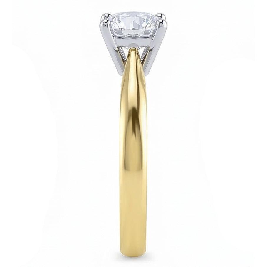 Solitaire 1.25 Carat Natural Earth Mined Diamond Engagement Ring Two Tone 14K