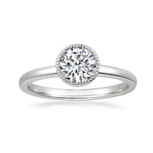 Solitaire 1 Carat Round Real Diamond Engagement Ring White Gold 14K