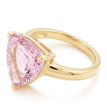 Solitaire 10 Carat Pink Kunzite Ring Yellow Gold 14K