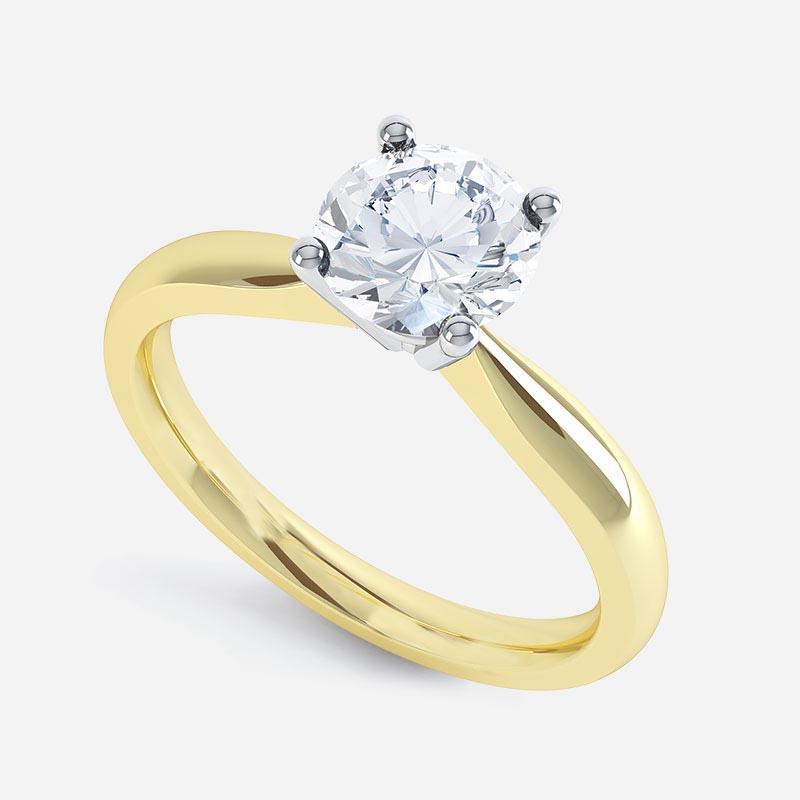 Solitaire 1.25 Carat Natural Diamond Engagement Ring Two Tone 14K