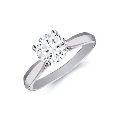 Solitaire 1.50 Carat Real Round Diamond Engagement Ring 14K White Gold