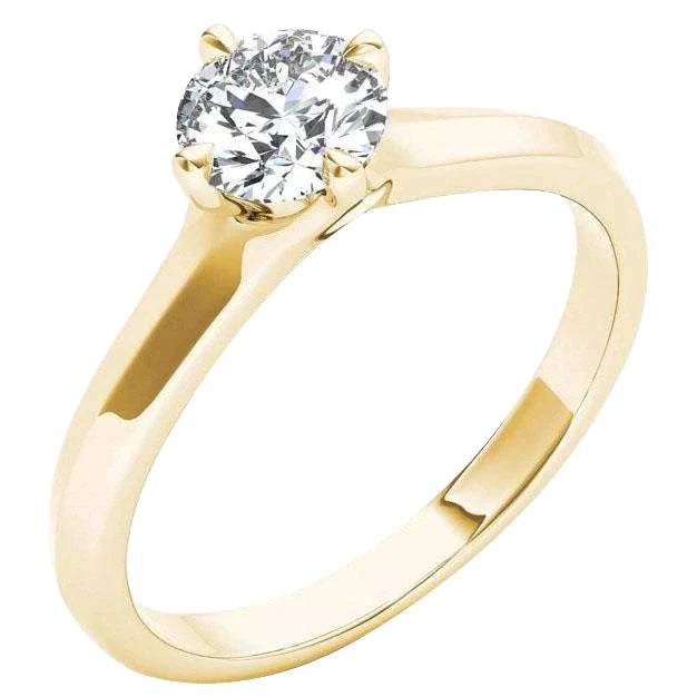 Solitaire 1.50 Carat Round Real Diamond Anniversary Ring 14K Yellow Gold