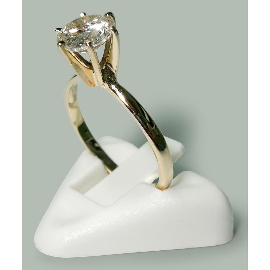 Solitaire 1.50 Carat Round Real Diamond Ring Yellow Gold 