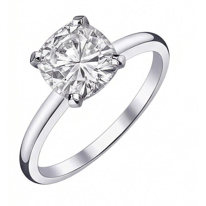 Solitaire 2.01 Carat Cushion Natural Earth Mined DIAMOND ( NOT LAB GROWN ) Ring