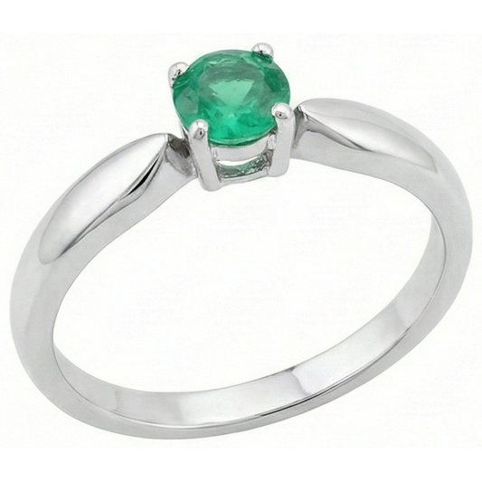 Solitaire 2.50 Ct Round Cut Green Emerald Engagement Ring White Gold 14K