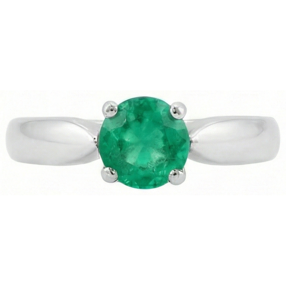 Solitaire 2.50 Ct Round Cut Green Emerald Engagement Ring White Gold 14K