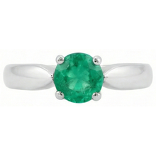 Solitaire 2.50 Ct Round Cut Green Emerald Engagement Ring White Gold 14K