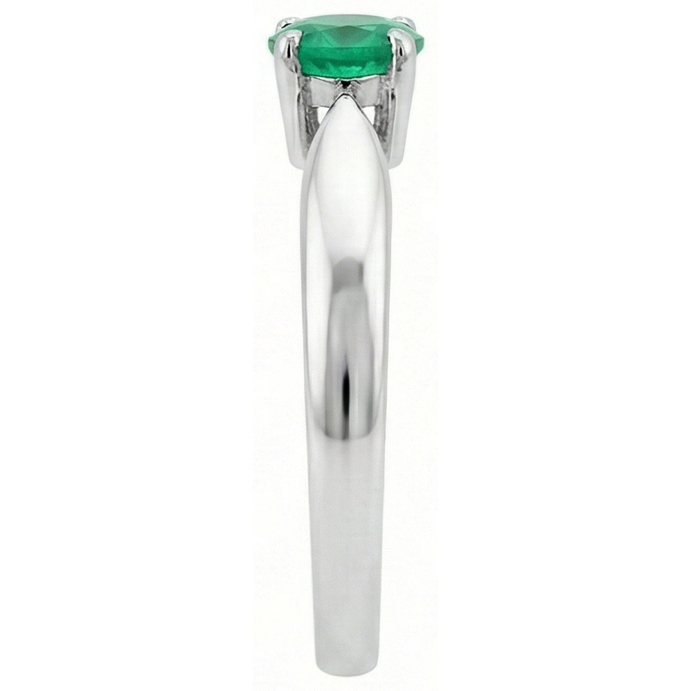 Solitaire 2.50 Ct Round Cut Green Emerald Engagement Ring White Gold 14K