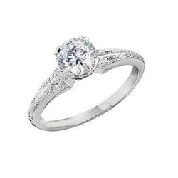 Solitaire 2 Carats Real Diamond Antique Look Engagement Ring Gold
