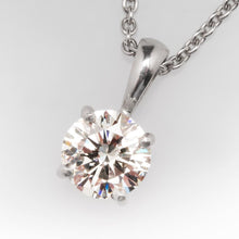 Solitaire 2 Ct Real Round Diamond Necklace Pendant Solid White Gold 14K