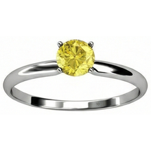 Solitaire 2 Ct Yellow Sapphire Ring White Gold 14K