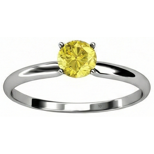 Solitaire 2 Ct Yellow Sapphire Ring White Gold 14K