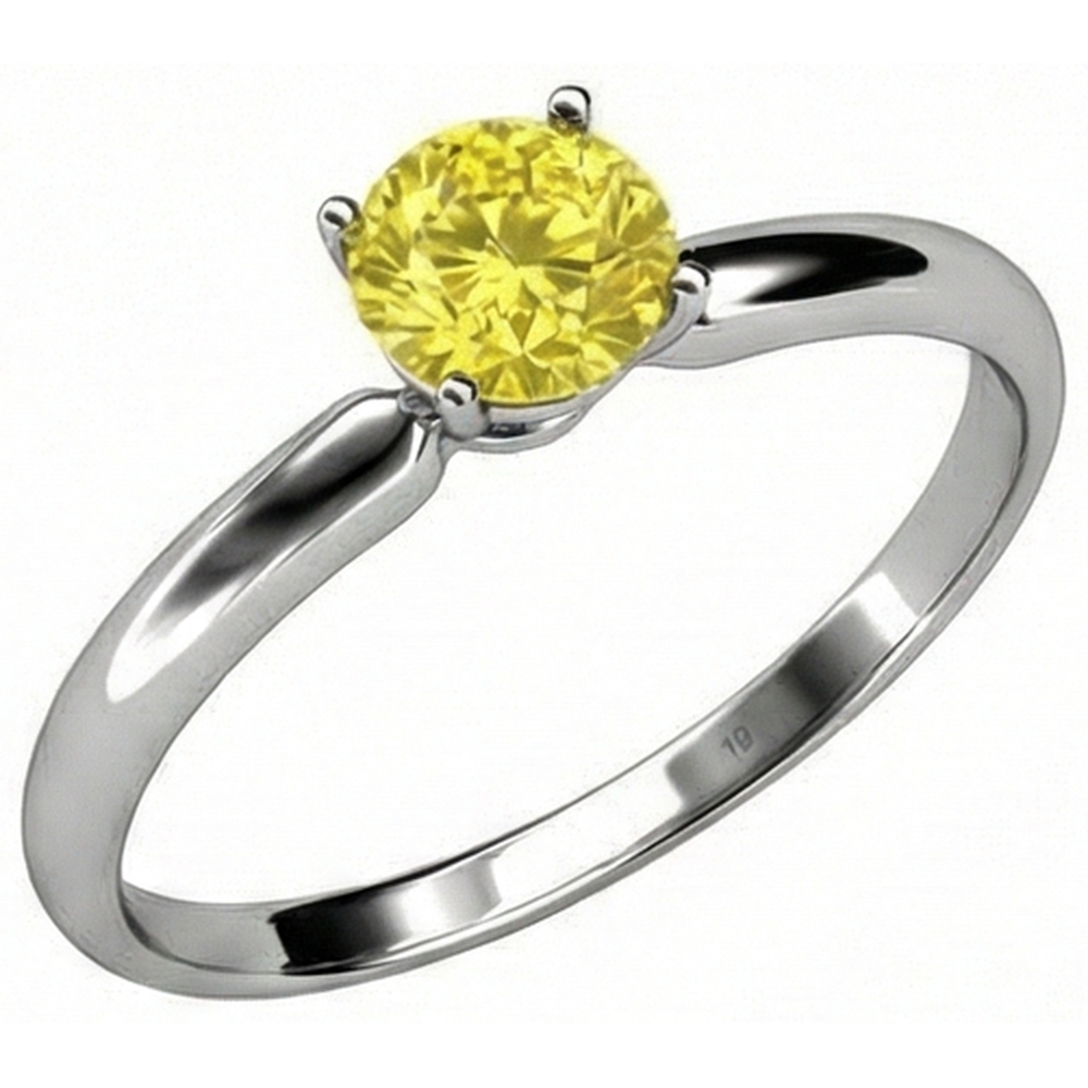 Solitaire 2 Ct Yellow Sapphire Ring White Gold 14K