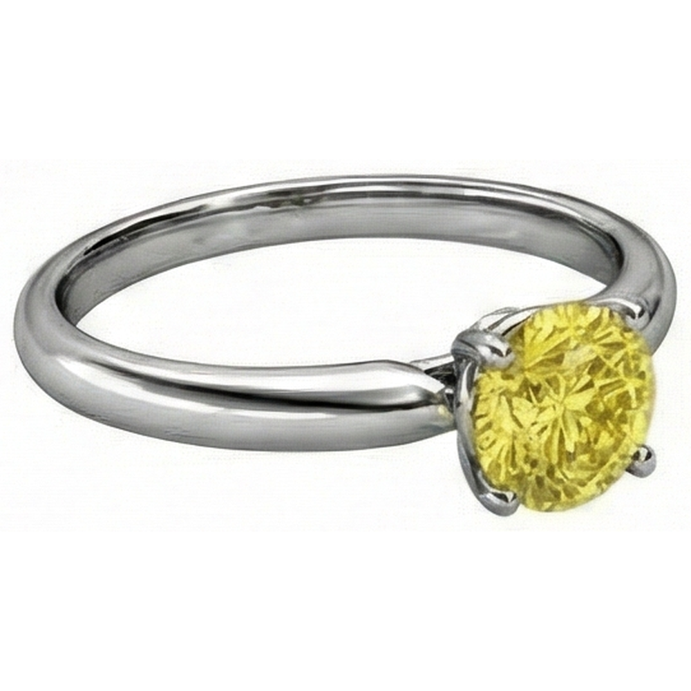 Solitaire 2 Ct Yellow Sapphire Ring White Gold 14K