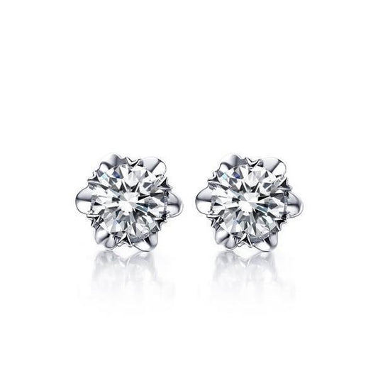 Solitaire 2.00 Carats Real Diamonds Ladies Studs Earrings 14K White Gold