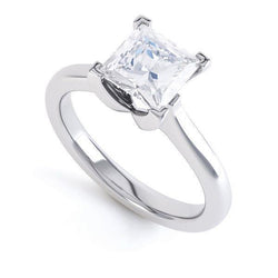 Solitaire 2.25 Carat Princess Cut Genuine Diamond Wedding Ring White Gold