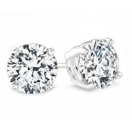 Solitaire 2.5 Ct Round Natural Diamond Stud Earrings White Gold 14K