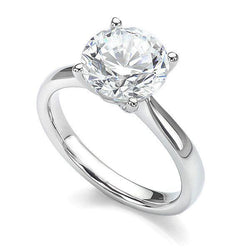 Solitaire 2.75 Carat Round Cut Real Diamond Wedding Ring White Gold