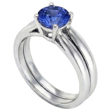 Solitaire 3 Carat Ceylon Sapphire Ring Set 14K New