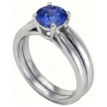 Solitaire 3 Carat Ceylon Sapphire Ring Set 14K New