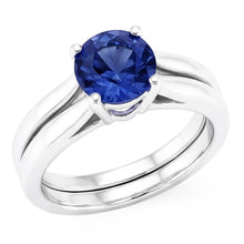 Solitaire 3 Carat Ceylon Sapphire Ring Set 14K New