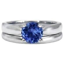 Solitaire 3 Carat Ceylon Sapphire Ring Set 14K New