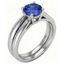 Solitaire 3 Carat Ceylon Sapphire Ring Set 14K New