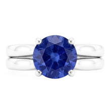 Solitaire 3 Carat Ceylon Sapphire Ring Set 14K New