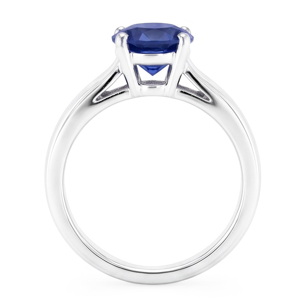 Solitaire 3 Carat Ceylon Sapphire Ring Set 14K New