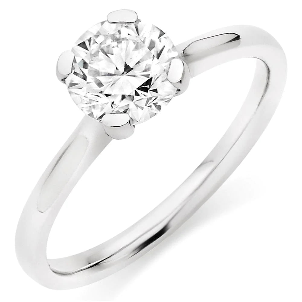 Solitaire 3 Carat Real Round Cut Diamond Engagement Ring White Gold 14K