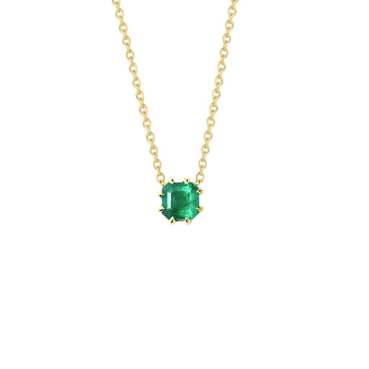 Solitaire 3 Carats Radiant Green Emerald Pendant Necklace Gemstone Pendant