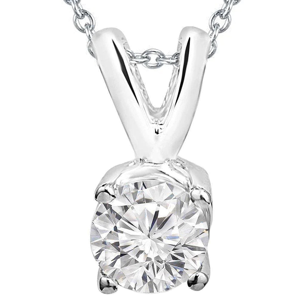 Solitaire 3 Ct. Real Diamond Pendant Necklace White Gold