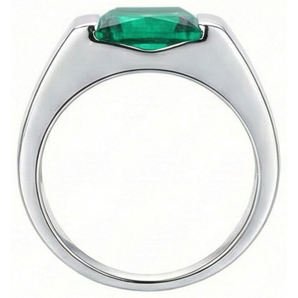 Solitaire 4.50 Carat Green Emerald Ring 14K White Gold New