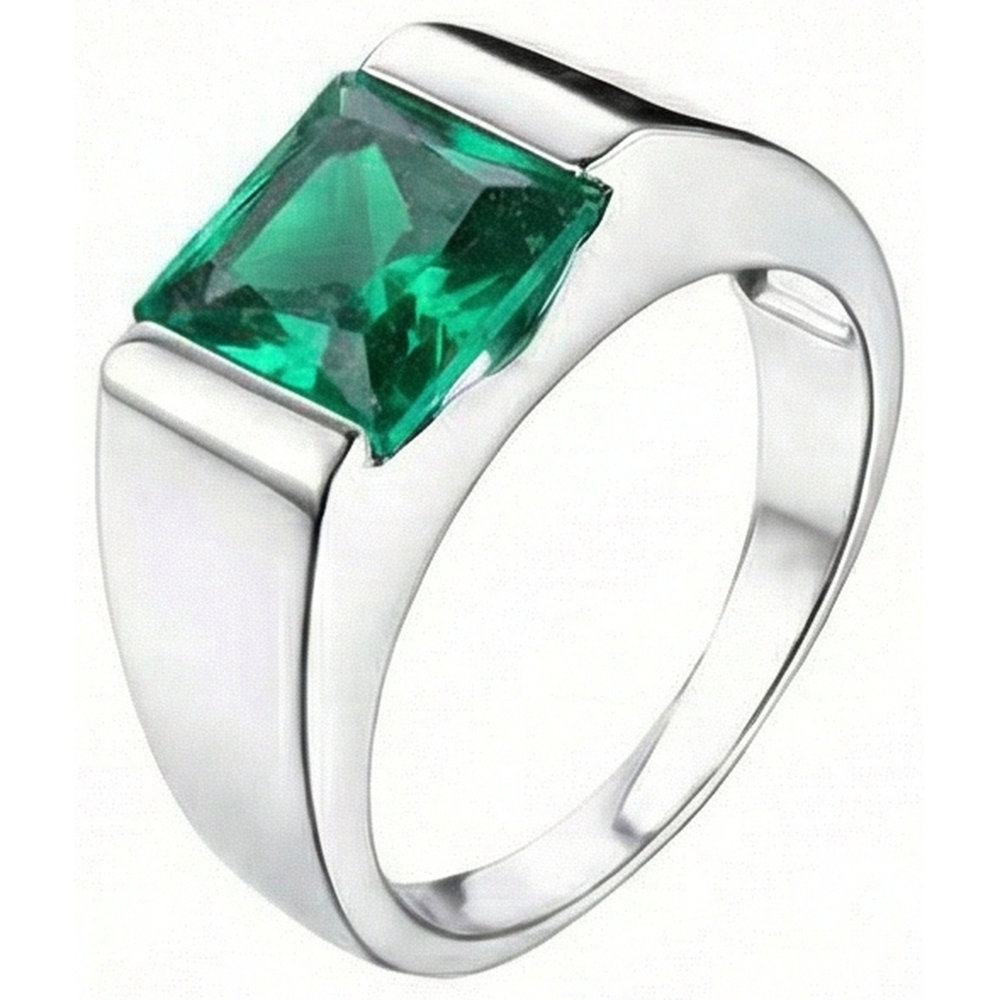 Solitaire 4.50 Carat Green Emerald Ring 14K White Gold New