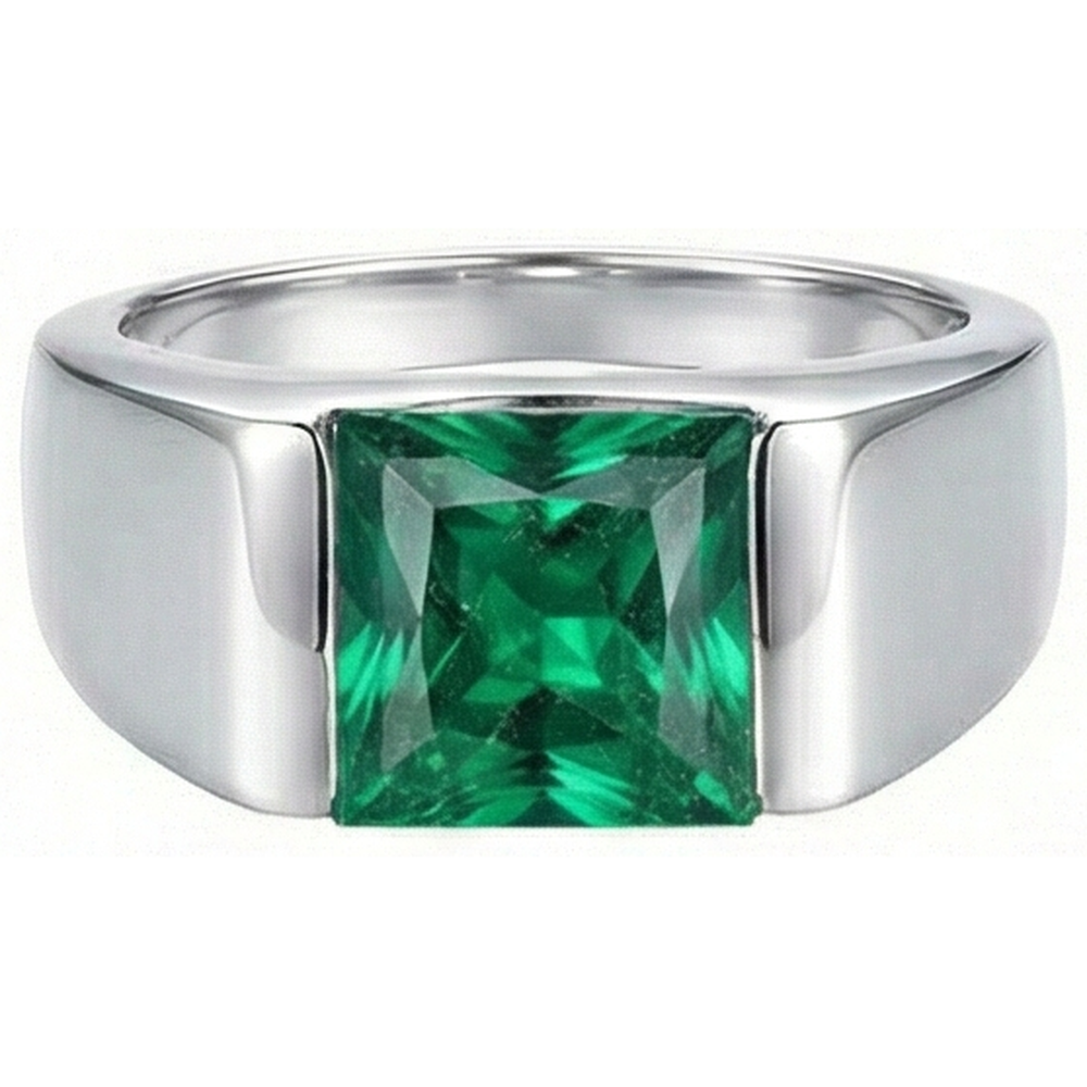 Solitaire 4.50 Carat Green Emerald Ring 14K White Gold New