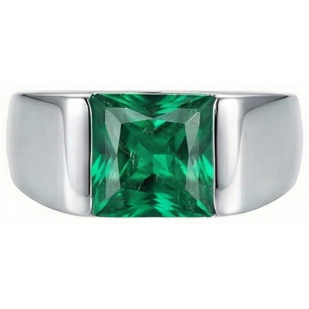 Solitaire 4.50 Carat Green Emerald Ring 14K White Gold New