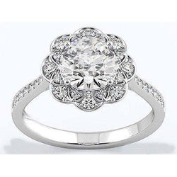 Solitaire Accent 3.25 Carats Natural Diamonds Wedding Ring White Gold 14K