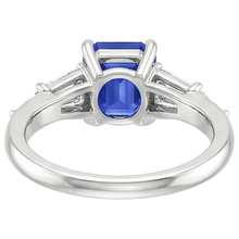 Solitaire Accents Ring Baguette & Emerald Ceylon Sapphire 4 Carats