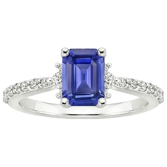 natural emerald sapphire 4ct ring profile view