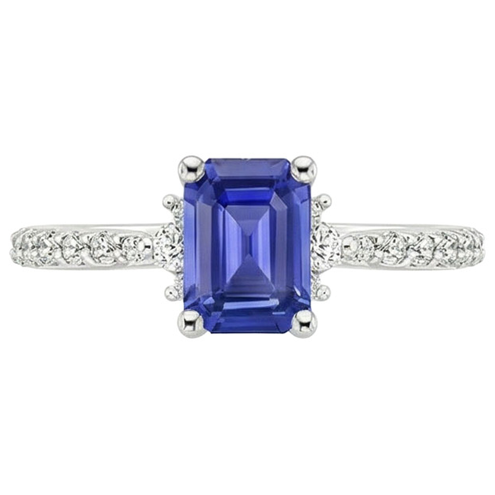 natural emerald sapphire 4ct ring on white background