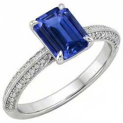 Natural Sapphire Ring 4ct - White Gold 14K
