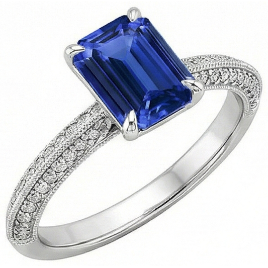 natural emerald sapphire 4ct ring side angle