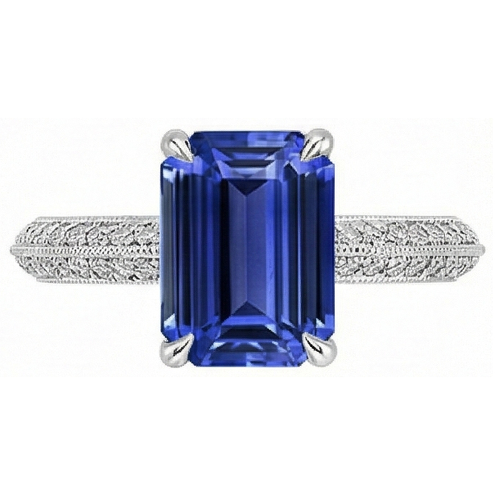 natural emerald sapphire 4ct ring close up detail