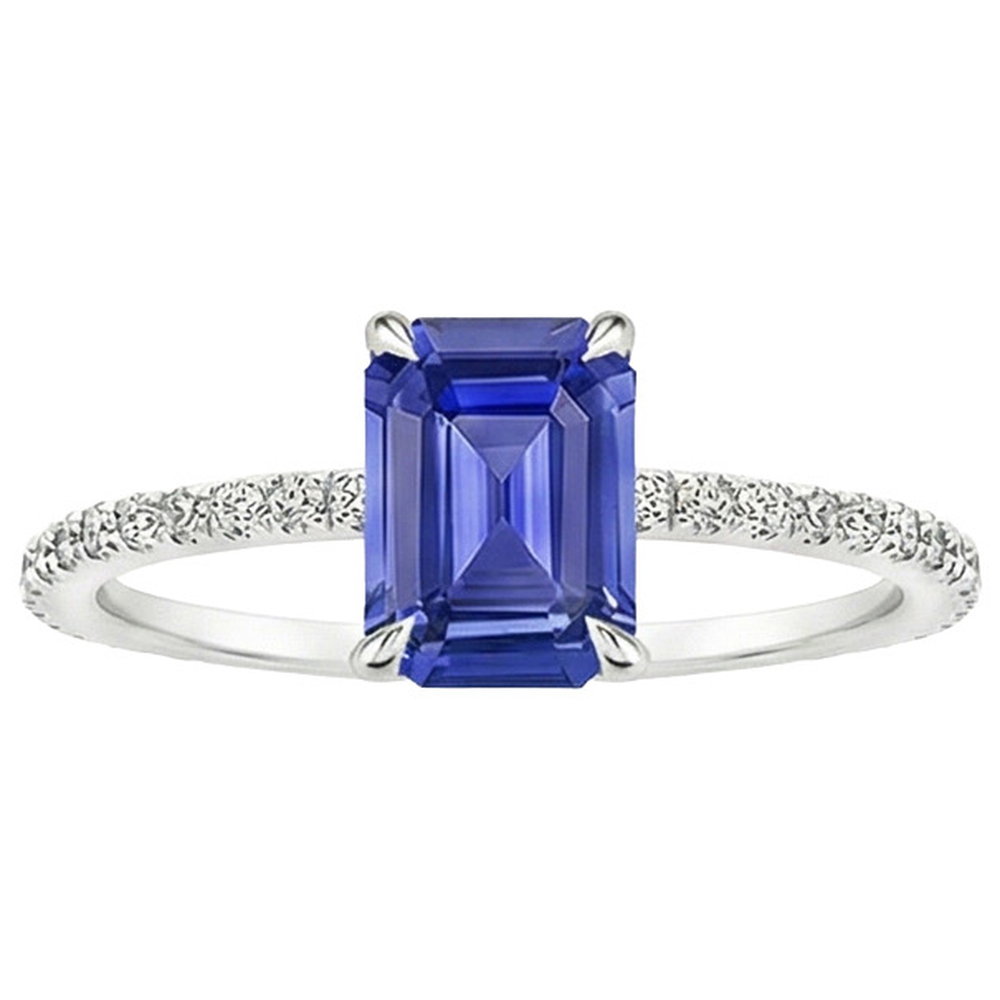 natural emerald sapphire 4ct ring profile view