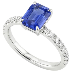 Natural Sapphire Ring 4.50ct - White Gold 14K