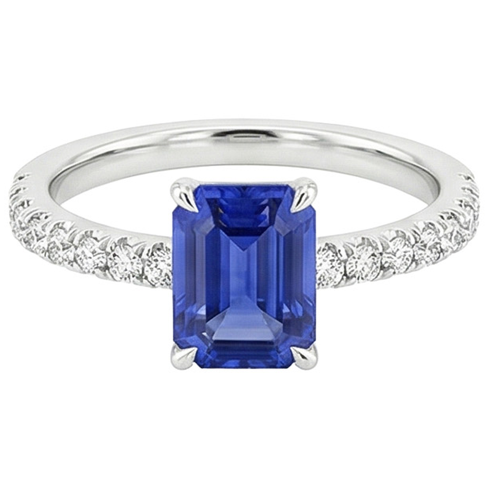 natural emerald sapphire 4.50ct ring profile view