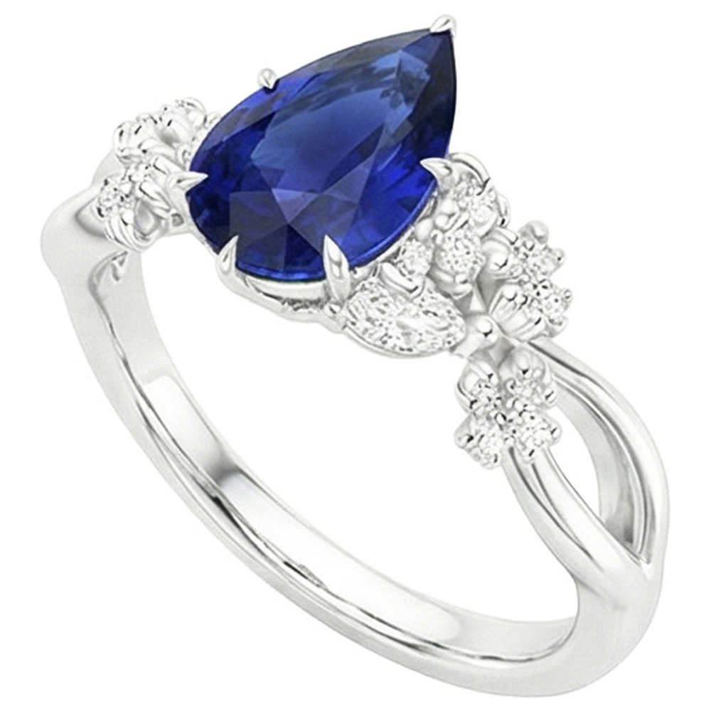 natural round sapphire 3.75ct ring close up detail