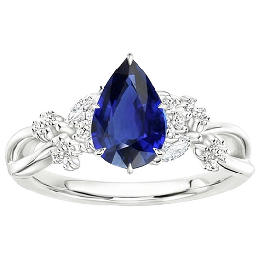 natural round sapphire 3.75ct ring profile view