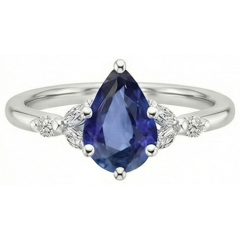 natural round sapphire 4.75ct ring profile view
